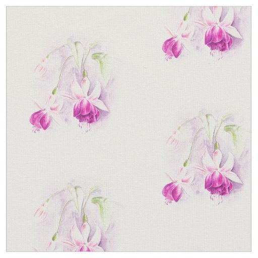 Fuchsia botanical art pink watercolor fabric