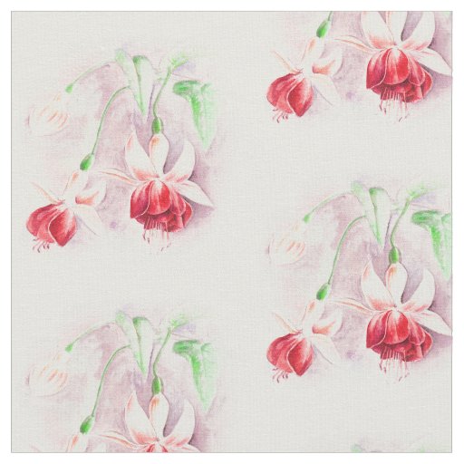 Fuchsia botanical art watercolor fabric