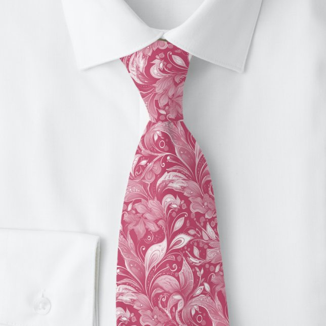 Fuchsia Botanical Batik Neck Tie (Creator Uploaded)