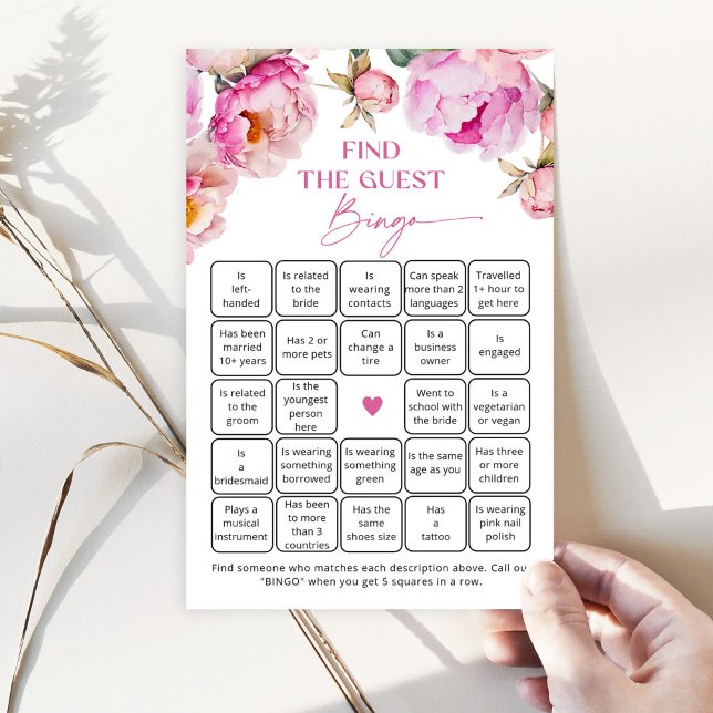 Fuchsia bright peony Find the guest bingo game (Creator Uploaded)