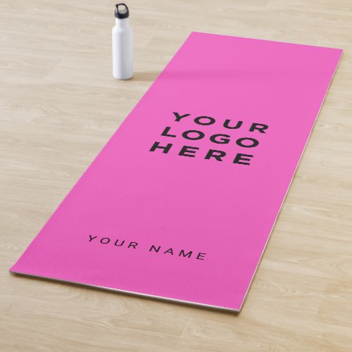 Fuchsia Bright Pink Business Logo Name Instagram Yoga Mat
