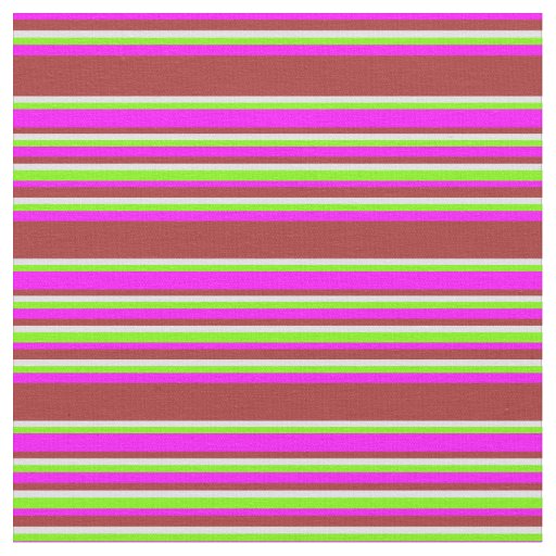 Fuchsia, Brown, Lavender, and Green Stripes Fabric
