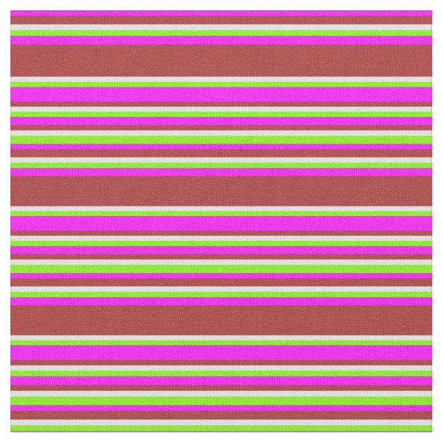 Fuchsia, Brown, Lavender, and Green Stripes Fabric (Close Up)