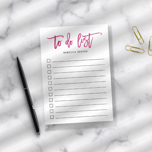 Fuchsia Brush Lettered Personalized To Do List Post-it Notes (Creator Uploaded)