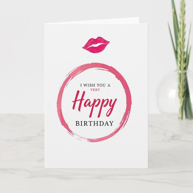 Fuchsia Brushstroke Birthday Card (Front)