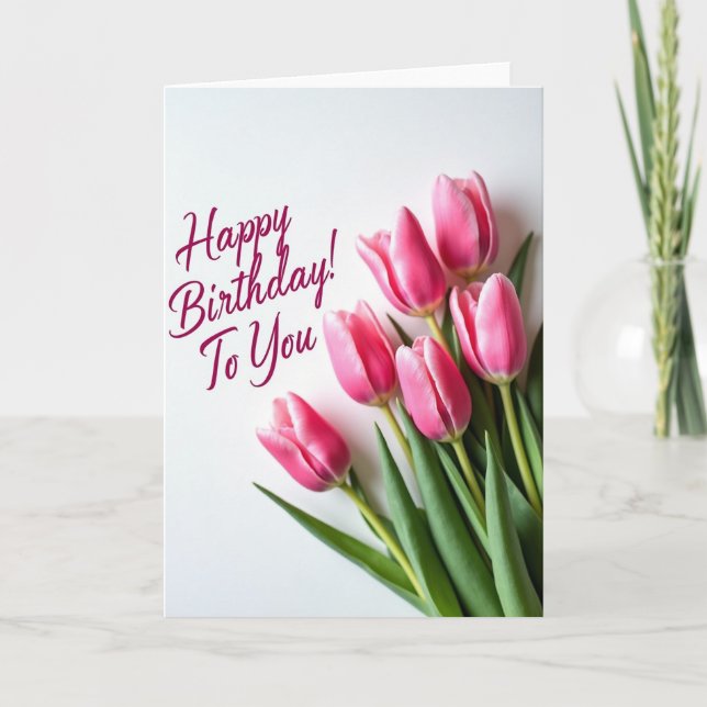 Fuchsia Buds Birthday Card (Front)