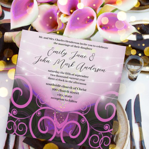 Fuchsia Calla Lily Flower Wedding Invitation