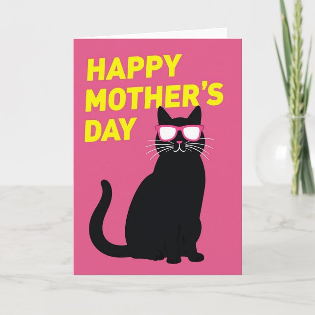 Fuchsia Cat Mothers Day Card (Front)