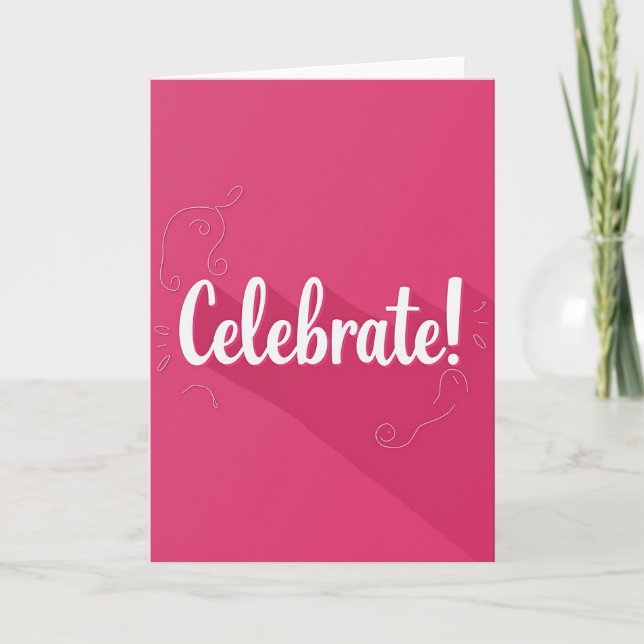 Fuchsia Celebrate Birthday Card (Front)