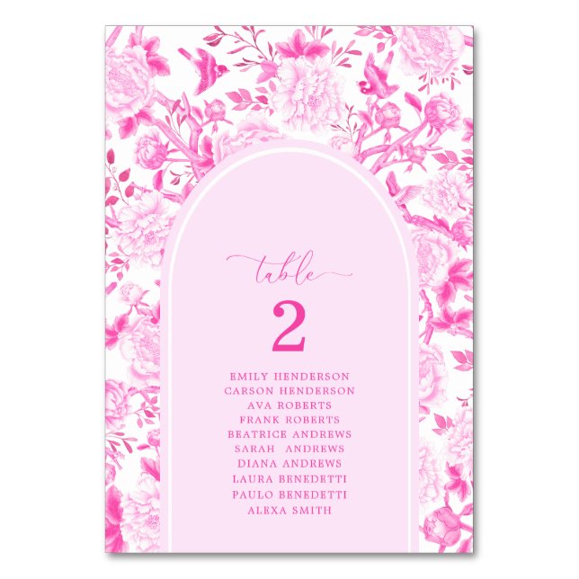 Fuchsia Chinoiserie Menu & Table Number (Front)