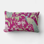 Fuchsia Chinoiserie peacock floral  Lumbar Pillow