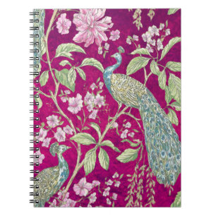 Fuchsia Chinoiserie peacock floral Notebook