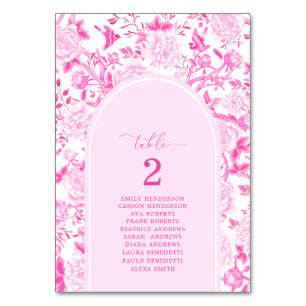 Fuchsia Chinoiserie Seating Chart Table Number
