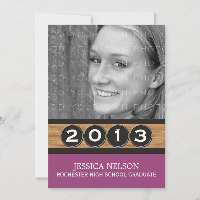 Fuchsia Classy Keys Graduation Invitation (Front)
