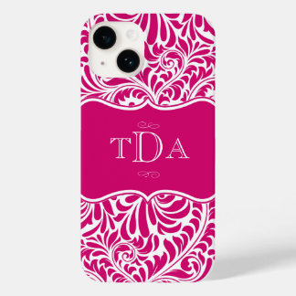 Fuchsia Color Damask Pattern Design Monogrammed Ca Case-Mate iPhone 14 Case
