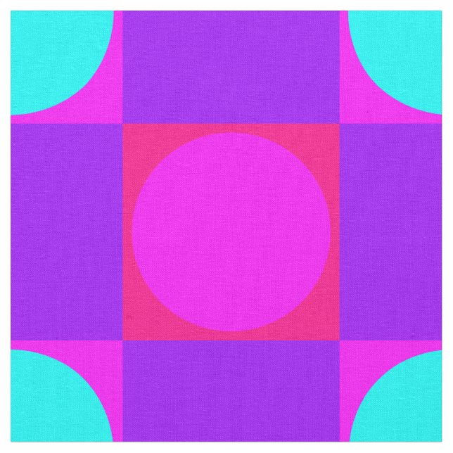 Fuchsia Colored Square and Circular Pattern Fabric (Close Up)