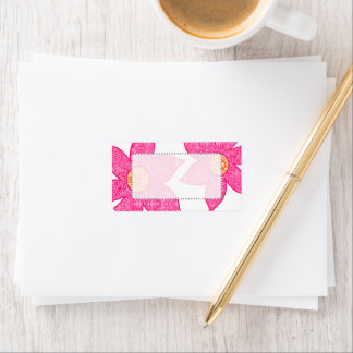 Fuchsia Coral Gray Flowers Address Label