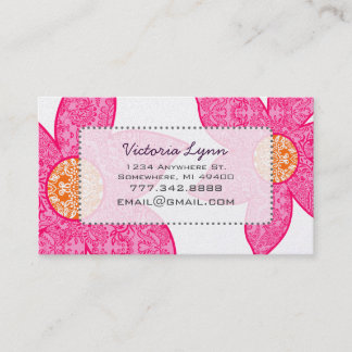 Fuchsia Coral Gray Flowers Business Cards