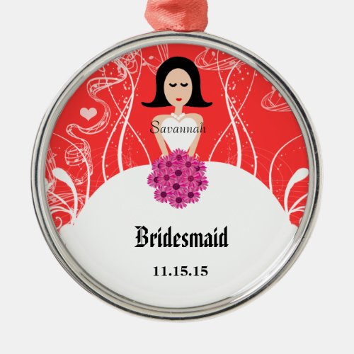 Fuchsia  Coral Wedding Gown Bridesmaid Ornament