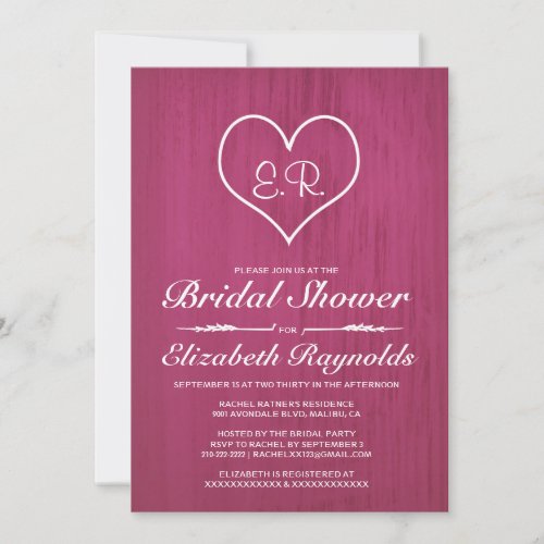 Fuchsia Country Bridal Shower Invitations