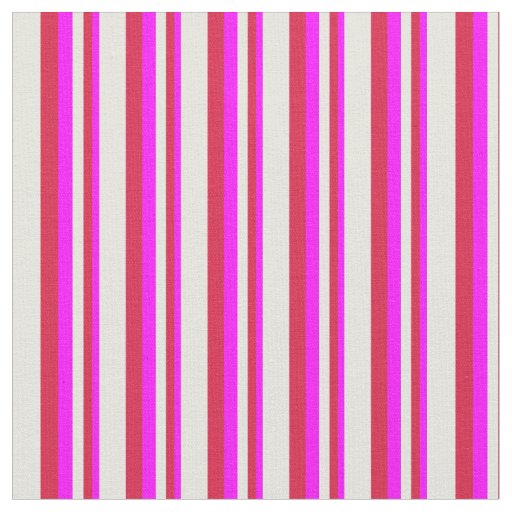 Fuchsia, Crimson, and Beige Striped Pattern Fabric