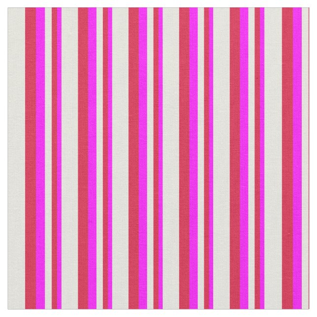 Fuchsia, Crimson, and Beige Striped Pattern Fabric (Close Up)