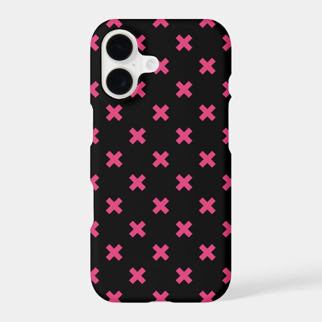 Fuchsia cross stitches on black Case-Mate iPhone case (Back)