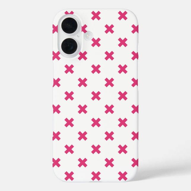 Fuchsia cross stitches on white Case-Mate iPhone case (Back)