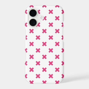 Fuchsia cross stitches on white iPhone 17 case