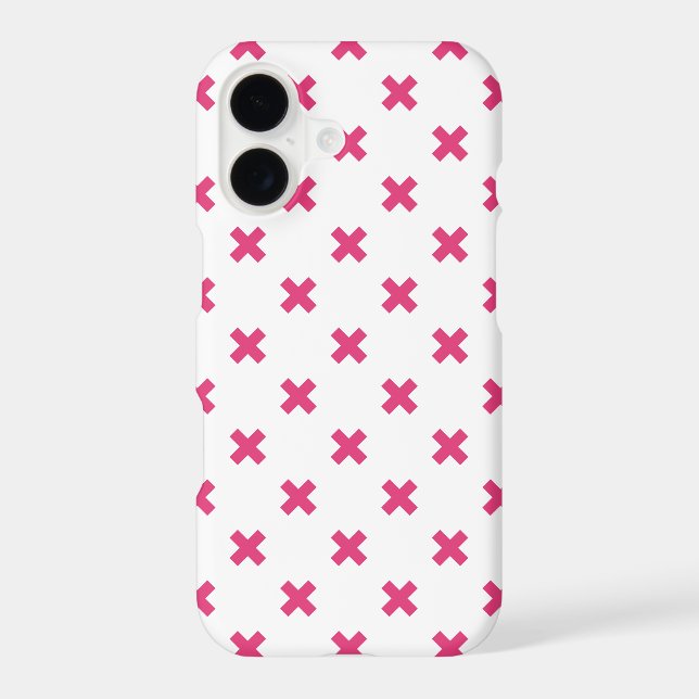 Fuchsia cross stitches on white Case-Mate iPhone case (Back)