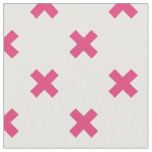 Fuchsia cross stitches on white fabric