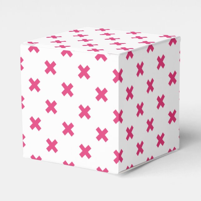 Fuchsia cross stitches on white favor boxes (Front Side)