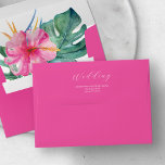 Fuchsia Custom Wedding Envelopes<br><div class="desc">These elegant yet simple wedding envelopes feature the word "Wedding" in white over a vibrant fuchsia pink background. The envelope opens to reveal a unique watercolor tropical floral design. Use the template fields to add your custom return address. A botanical choice for destination weddings. To see the matching suite visit...</div>