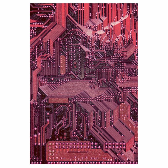 Fuchsia Cyber Circuit Board Tech Art Electronics Cutout (Front)