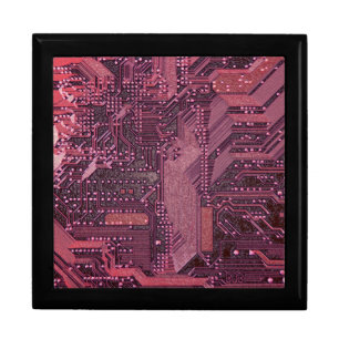 Fuchsia Cyber Circuit Board Tech Art Electronics Gift Box