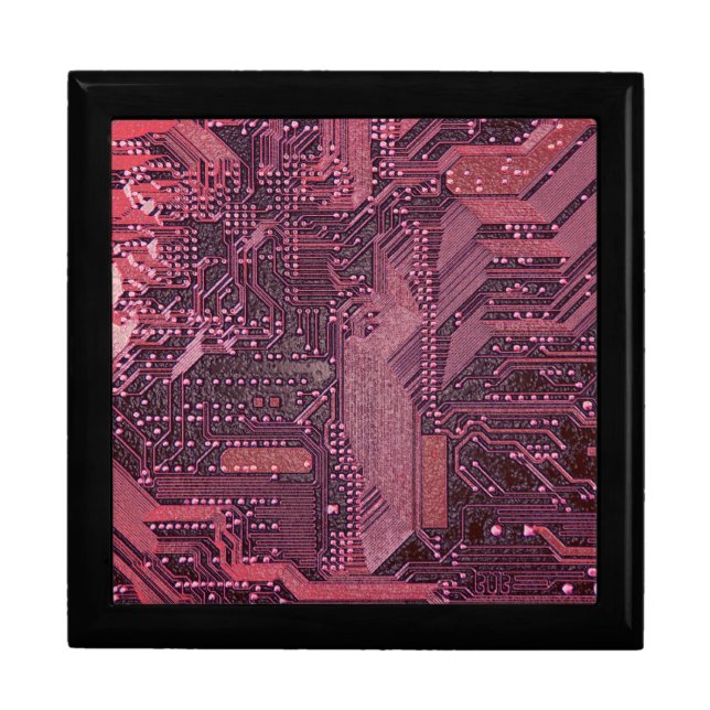 Fuchsia Cyber Circuit Board Tech Art Electronics Gift Box (Front)