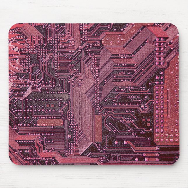 Fuchsia Cyber Circuit Board Tech Art Electronics Mouse Pad (Front)
