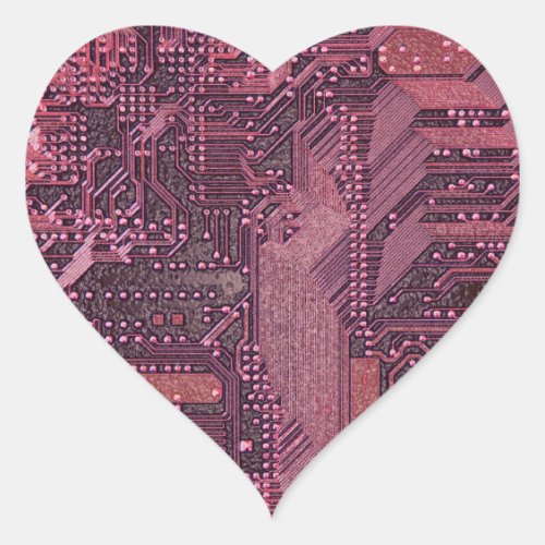 Fuchsia Cyber Circuit Board Tech Electronics Heart Sticker