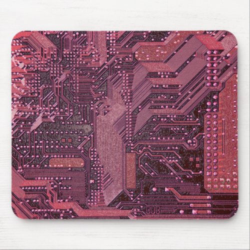 Fuchsia Cyber Circuit Board Tech Electronics Mouse Pad