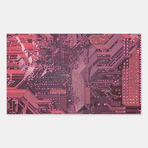 Fuchsia Cyber Circuit Board Tech Electronics Rectangular Sticker