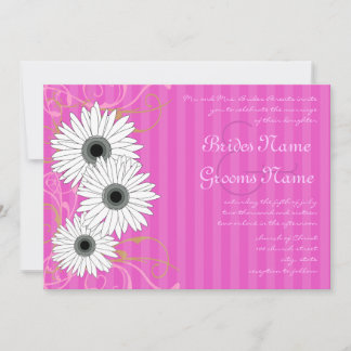Fuchsia Daisy Wedding Invitation