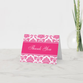 Fuchsia Damask Thank You Cards