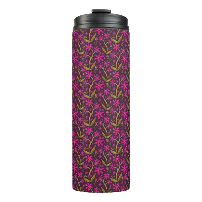 Fuchsia | Dancing Daisies Watercolor Tumbler (Front)