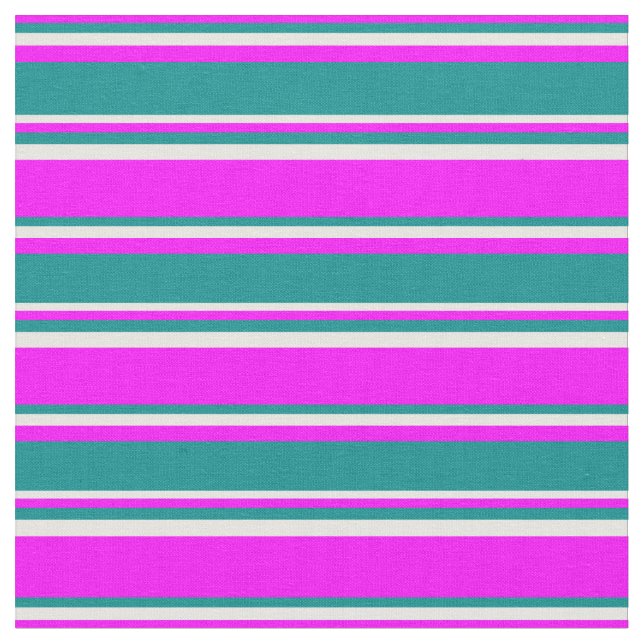 Fuchsia, Dark Cyan & White Colored Pattern Fabric (Close Up)