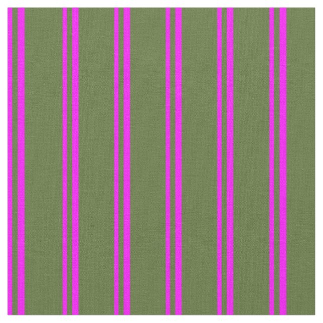 Fuchsia & Dark Olive Green Colored Pattern Fabric (Close Up)