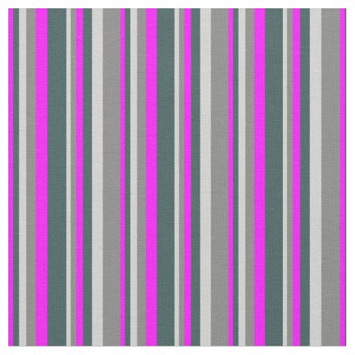 Fuchsia, Dark Slate Gray, Light Gray & Gray Lines Fabric