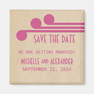 Fuchsia Deco Chic Save the Date Magnet