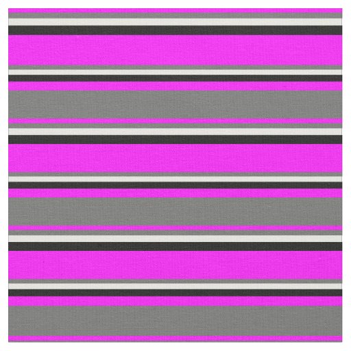 Fuchsia, Dim Gray, Mint Cream, and Black Pattern Fabric