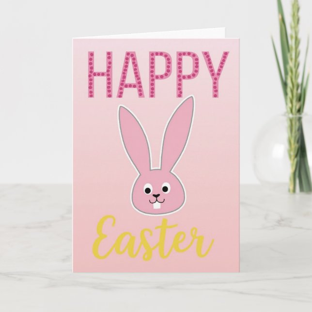 Fuchsia Dots Happy Easter Card (Front)