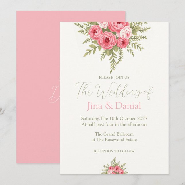 Fuchsia Dream Invitation (Front/Back)
